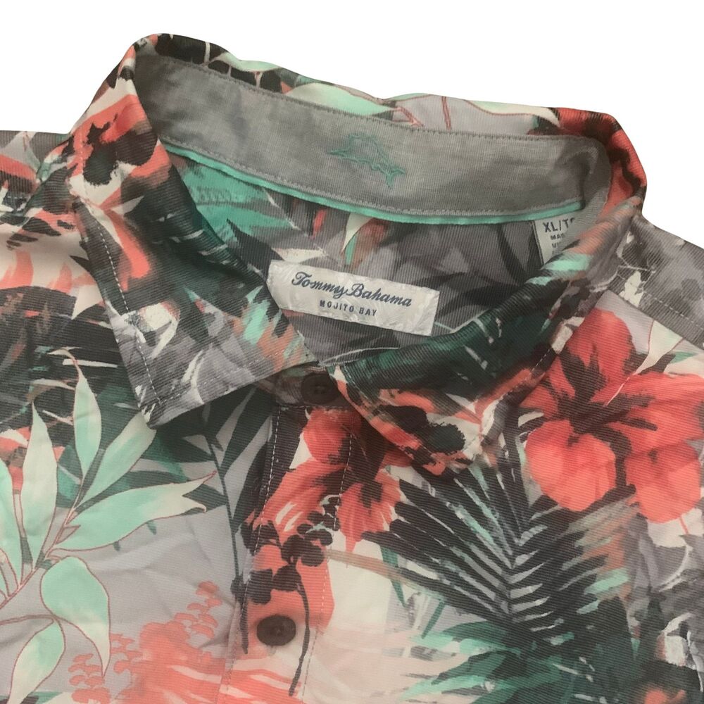 Tommy Bahama Shirt Mens XL Floral Hawaiian Short Sleeve IslandZone Button Up